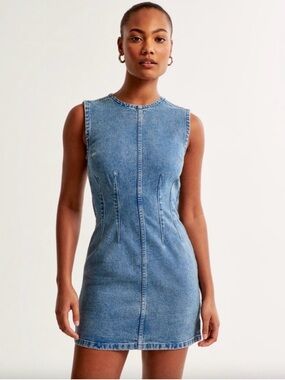 Abercrombie & Fitch Sleeveless Light Blue Denim Mini Dress